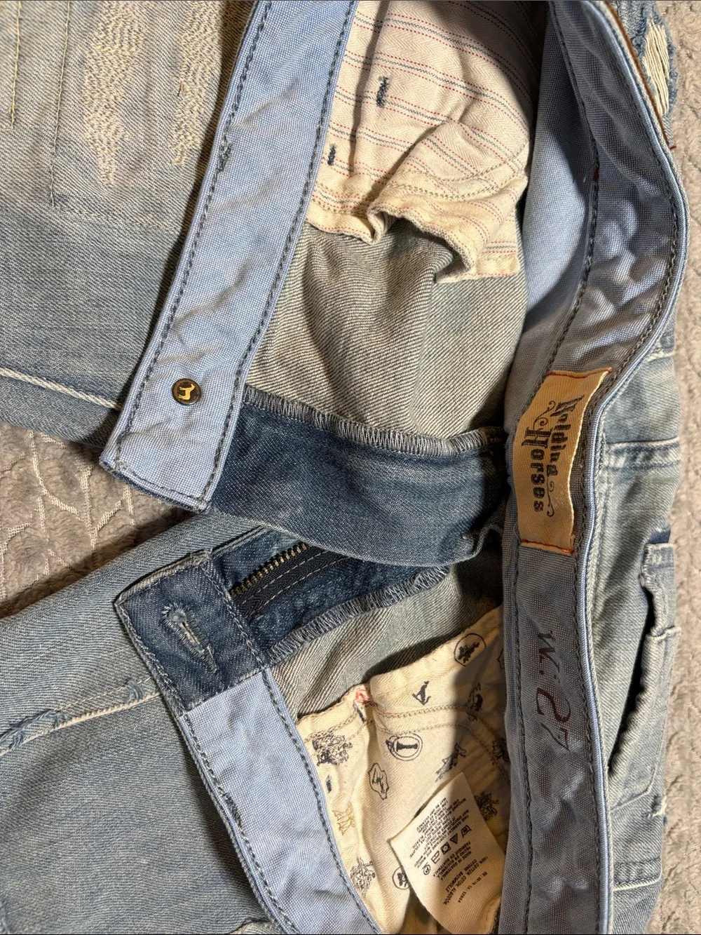 Anthropologie Holding Horses Distressed Patchwork Denim Jean Shorts Size 27